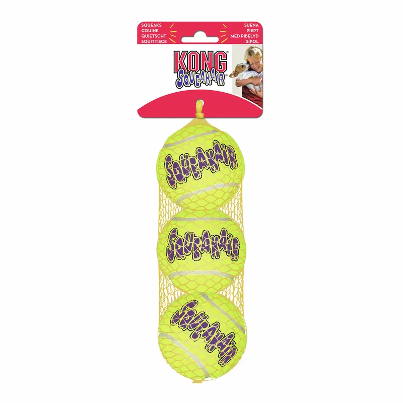 KONG Air Squeaker Tennisbälle M (3 Stück) Hundespielzeug Neu Im Sortiment